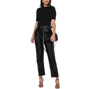 NWT Ted Baker Faydell Vegan Faux Leather Belted Trouser Ted size 0/US size 2